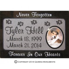 Paw prints and a ceramic steel photo of Tyler offer a lasting memorial for this beloved dog. Paw prints and a ceramic steel photo of Tyler offer a lasting memorial for this beloved dog.